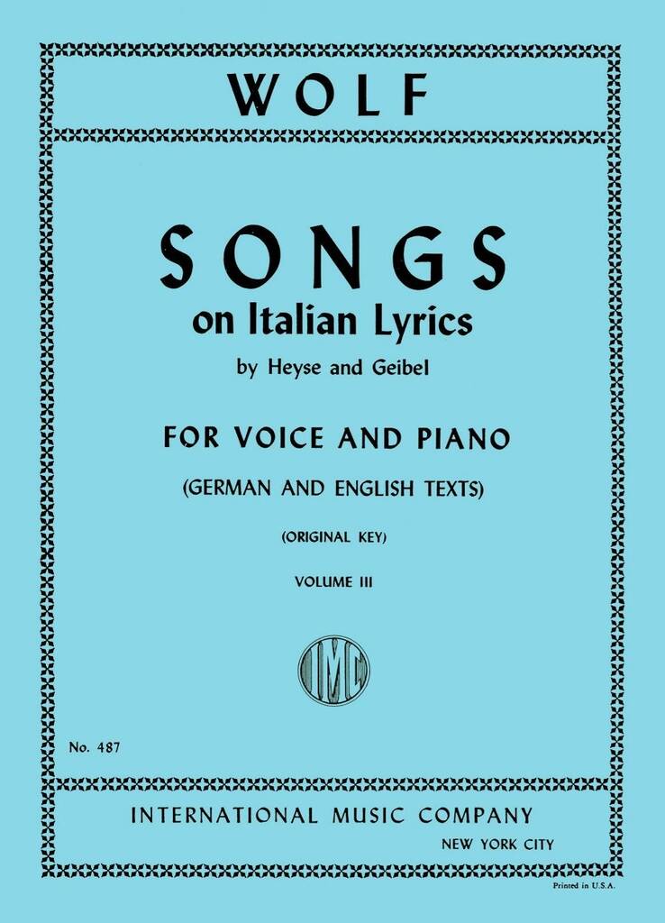 Lieder Su Liriche Italiane Vol. 3 (Ted.-Ingl.)